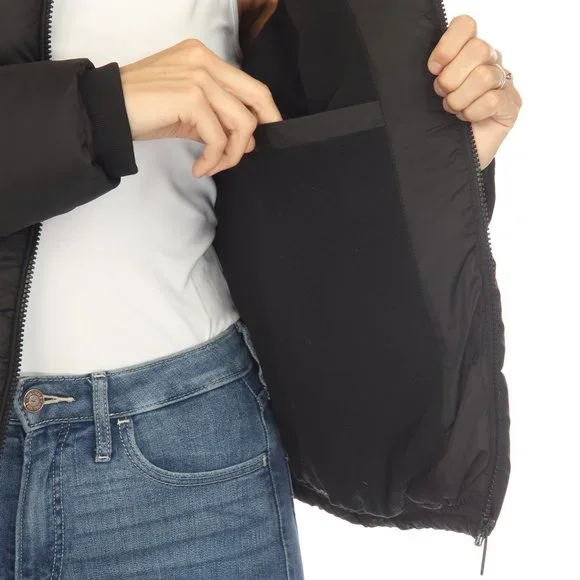 Women's Full Front Zip Hooded Bomber Puffer Jacket - Picture 7 of 7